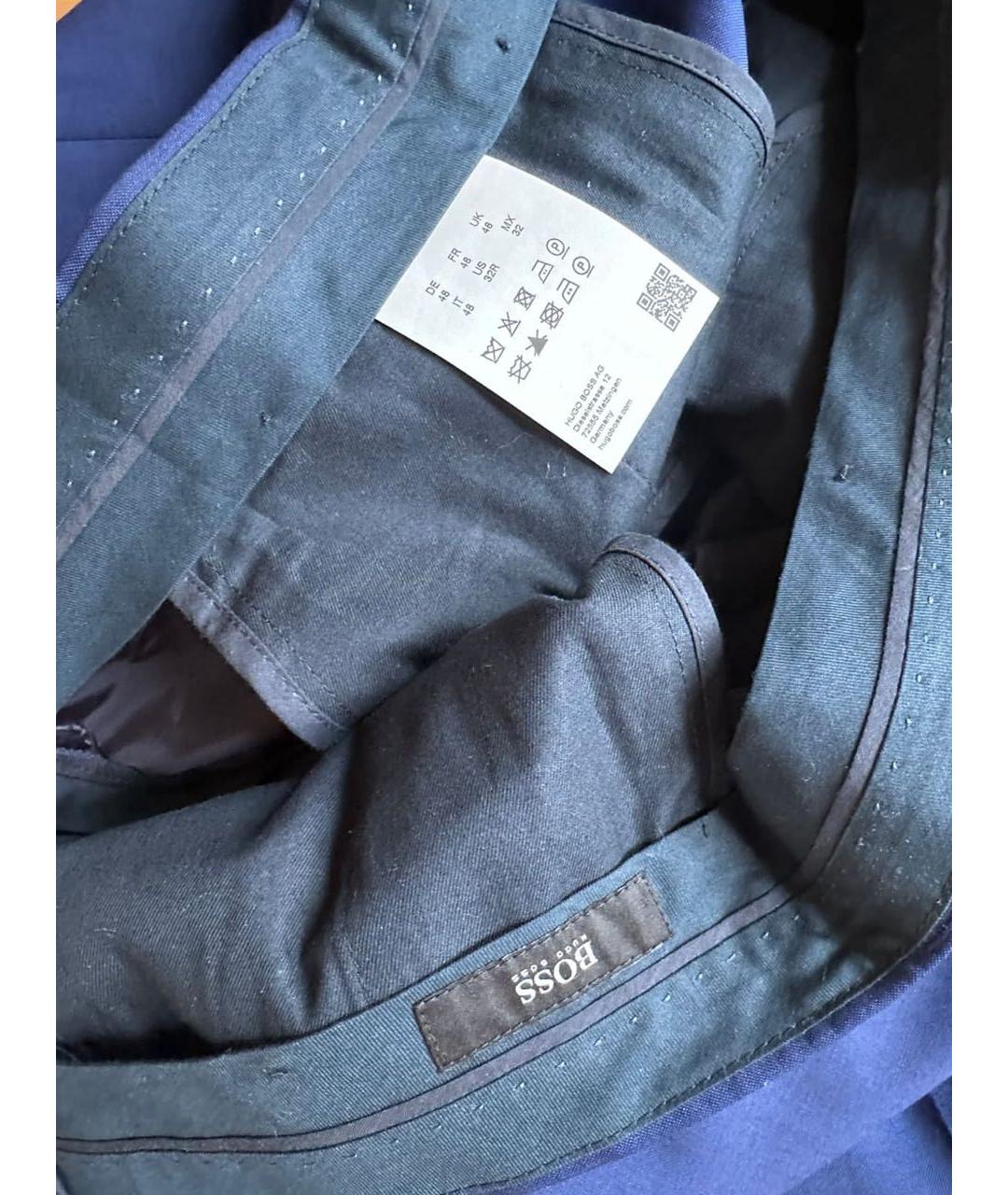 HUGO BOSS Синие шерстяные повседневные брюки, фото 4
