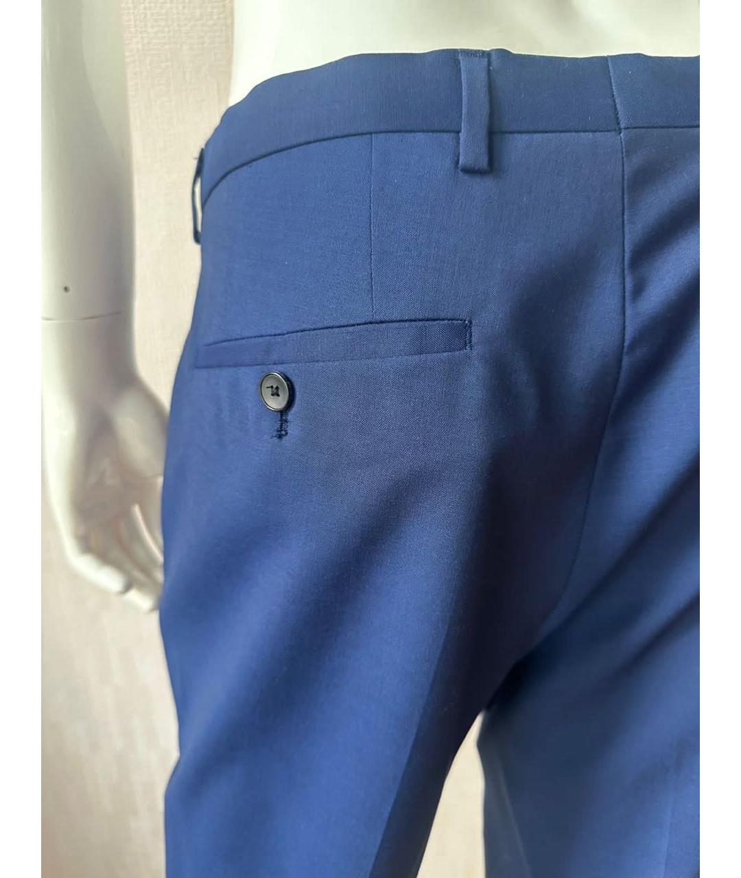 HUGO BOSS Синие шерстяные повседневные брюки, фото 6