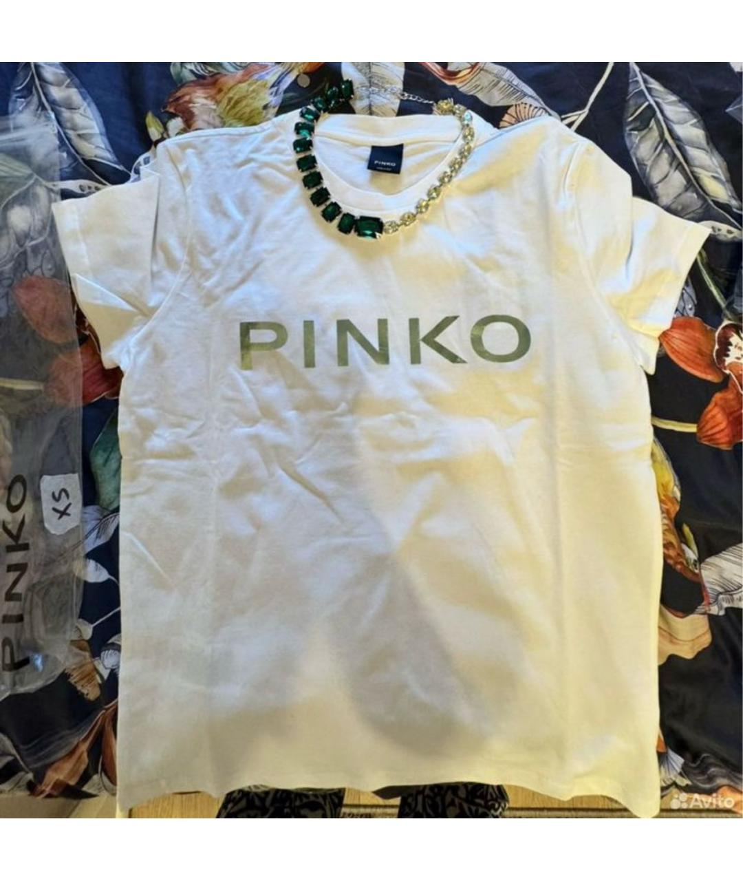 PINKO Белая хлопковая футболка, фото 5