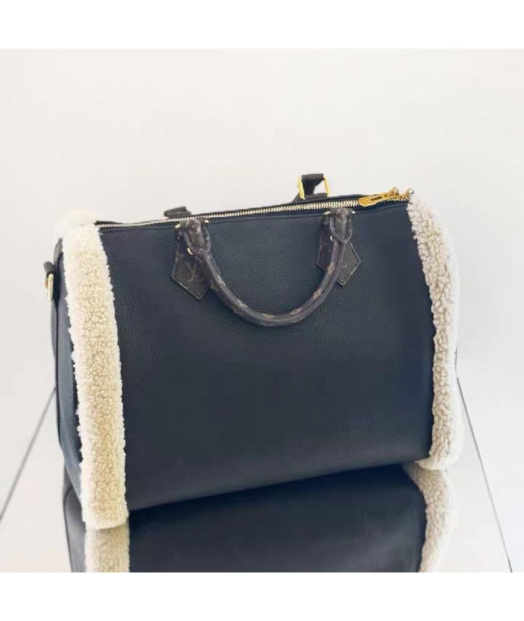 LOUIS VUITTON Черная кожаная сумка с короткими ручками, фото 3
