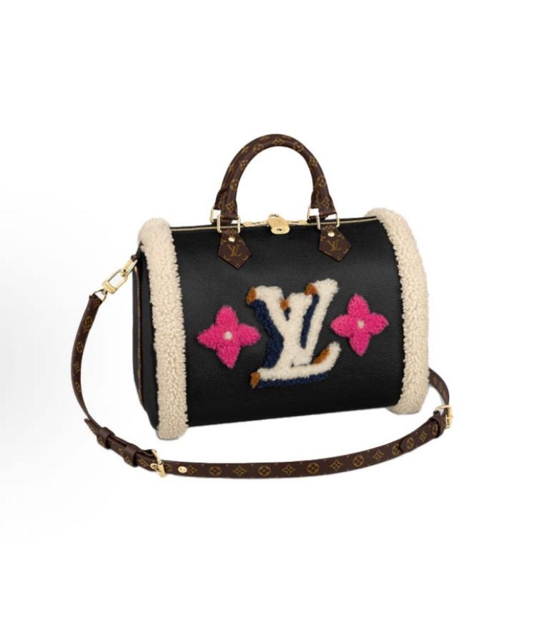 LOUIS VUITTON Черная кожаная сумка с короткими ручками, фото 1