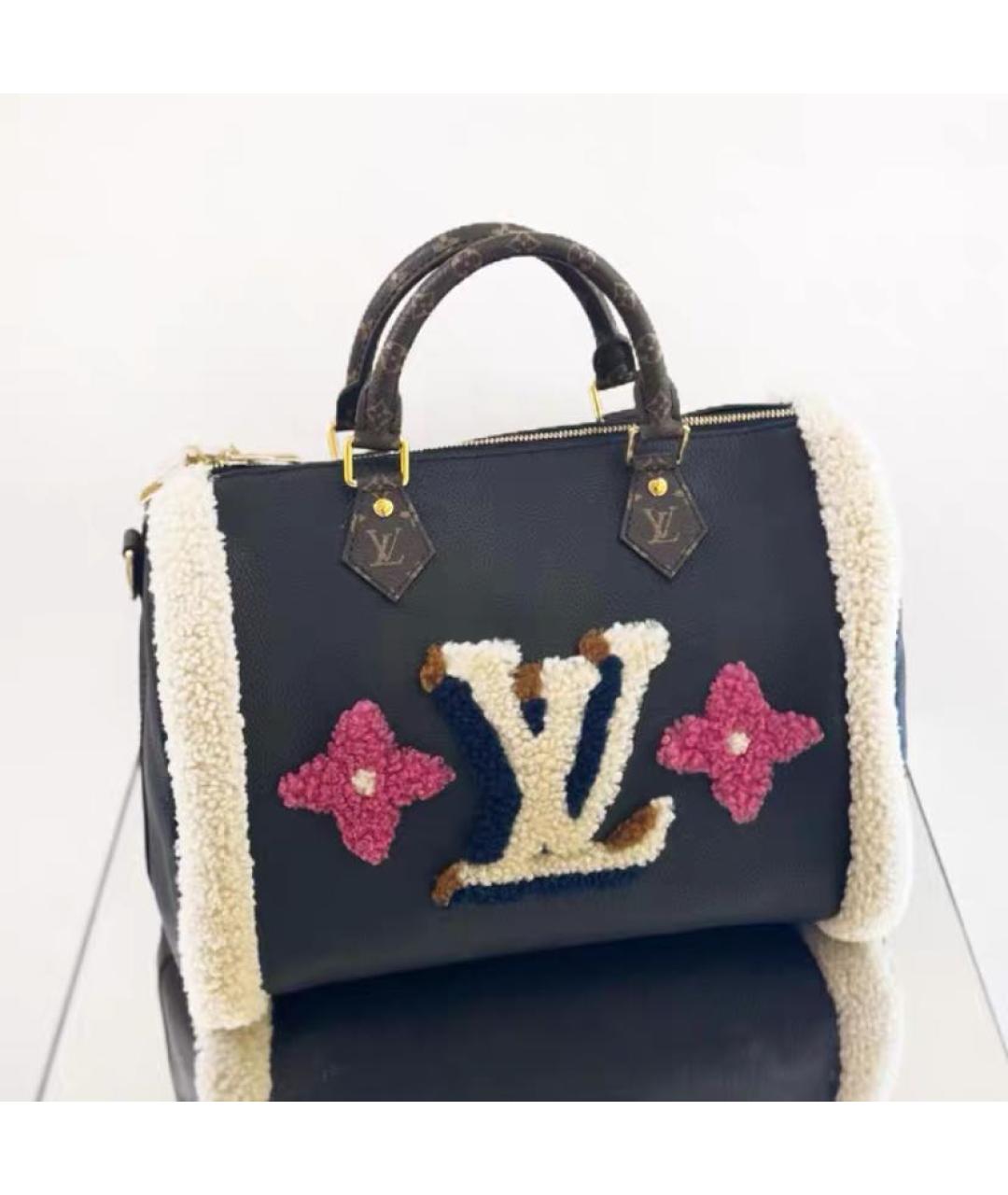 LOUIS VUITTON Черная кожаная сумка с короткими ручками, фото 2
