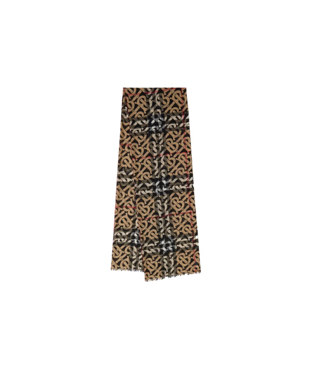 BURBERRY Коричневый шерстяной шарф, фото 1