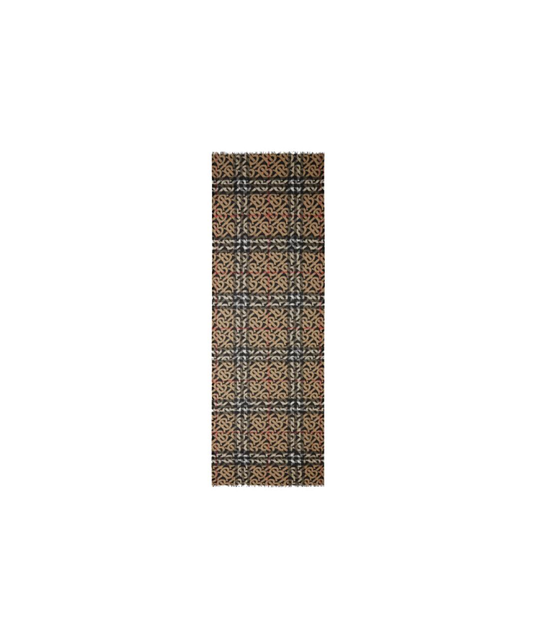 BURBERRY Коричневый шерстяной шарф, фото 2