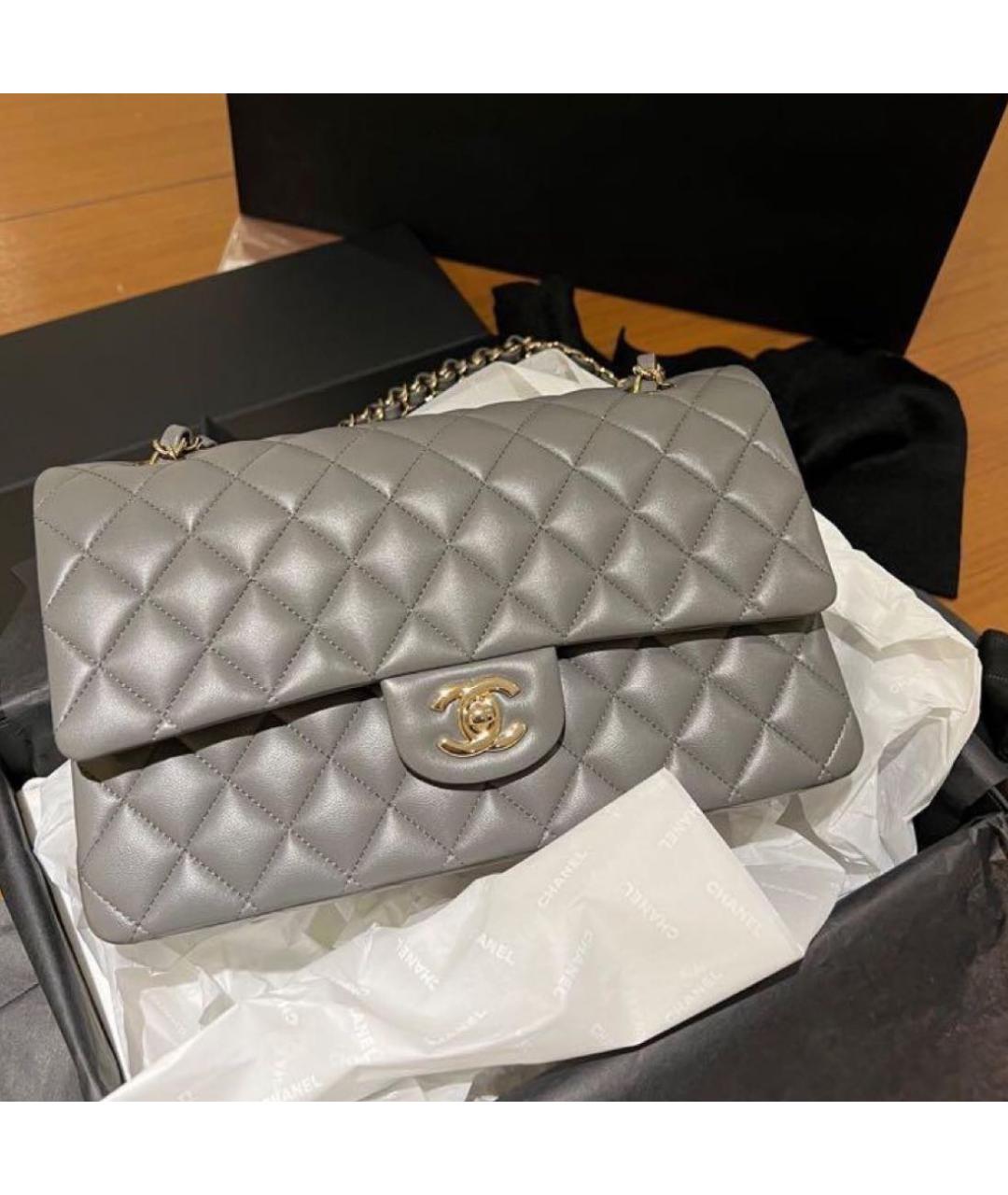 CHANEL Серая кожаная сумка через плечо, фото 6