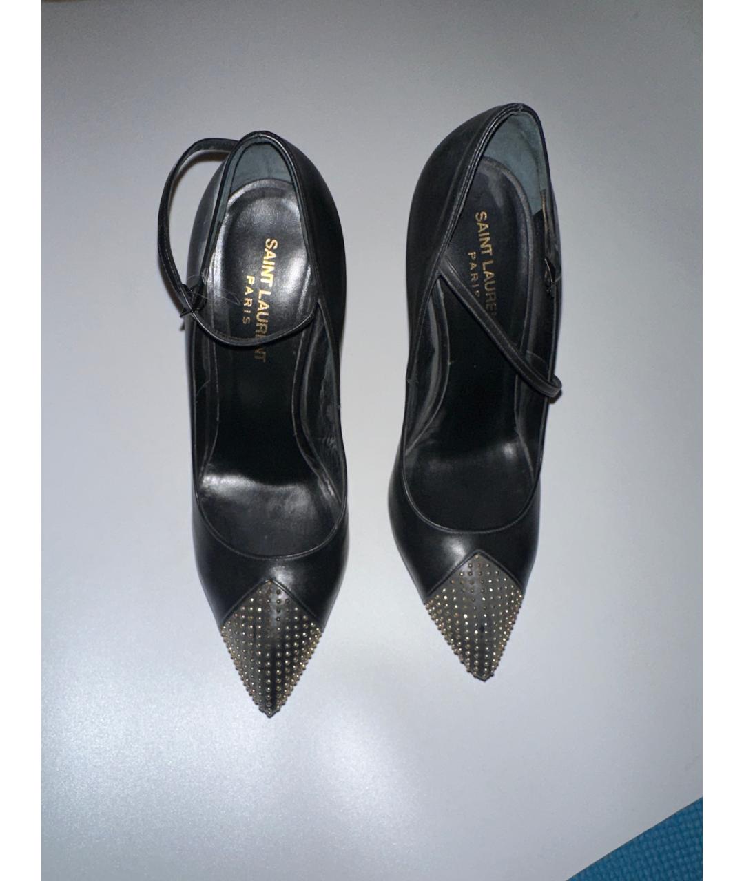 SAINT LAURENT Черные кожаные туфли, фото 2