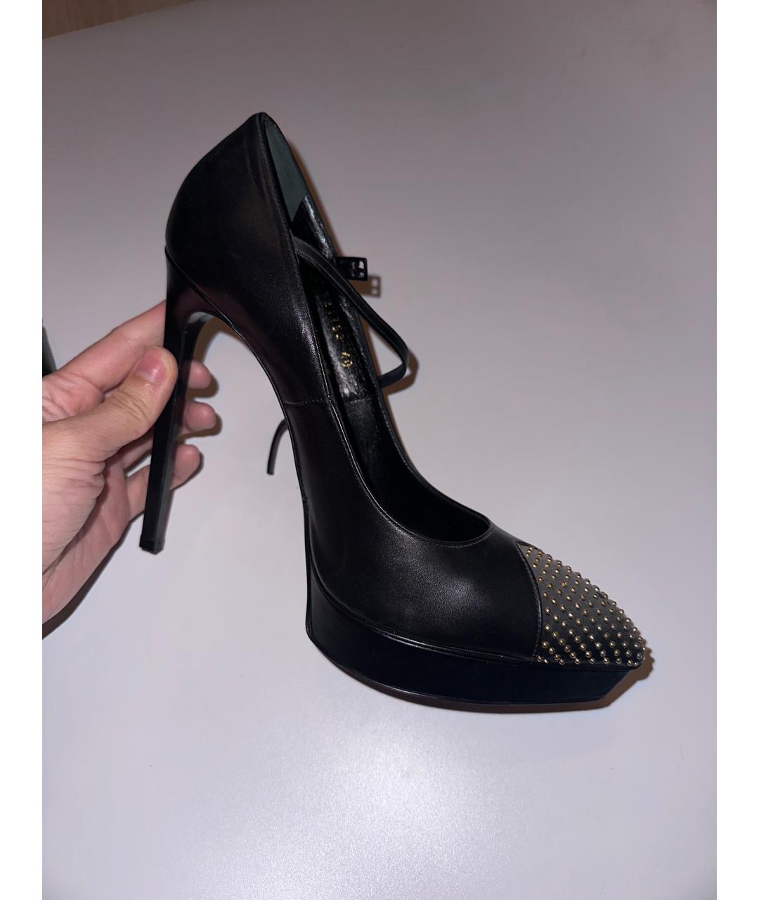 SAINT LAURENT Черные кожаные туфли, фото 3