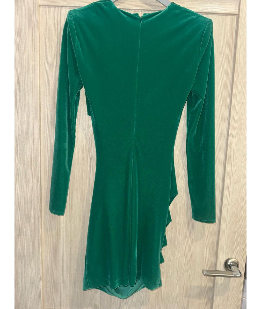 ELISABETTA FRANCHI Зеленые бархатное коктейльное платье, фото 2