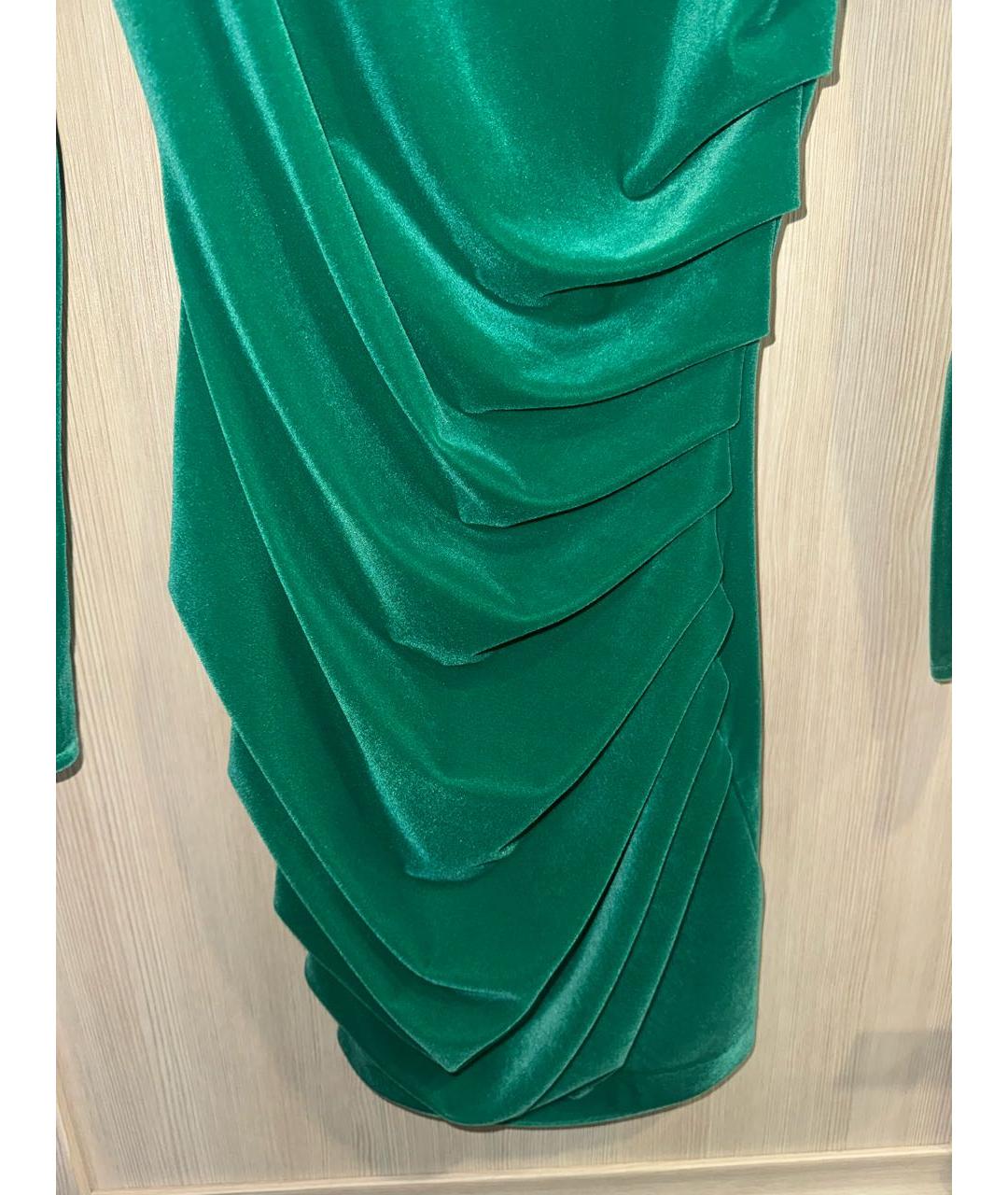 ELISABETTA FRANCHI Зеленые бархатное коктейльное платье, фото 4