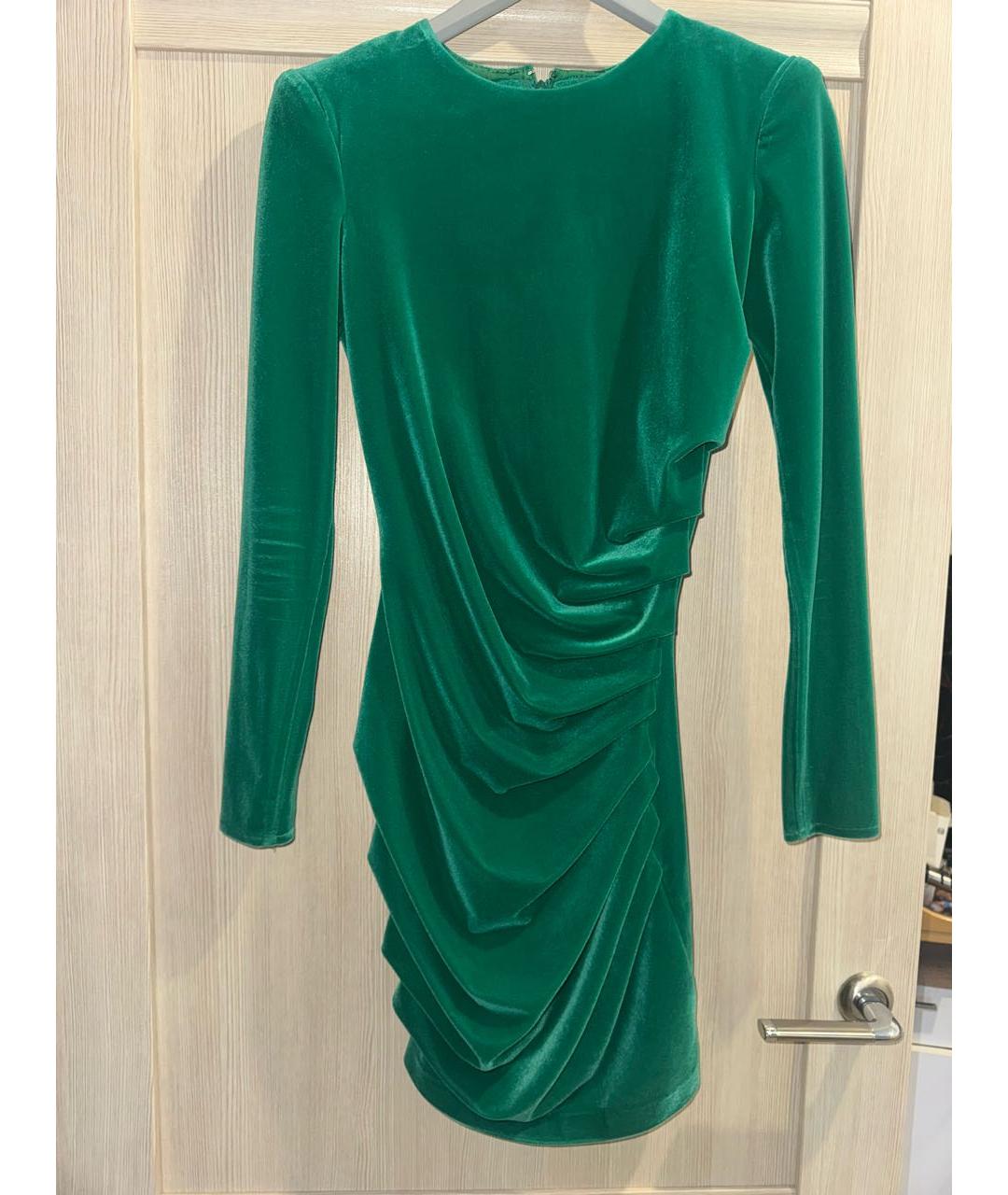 ELISABETTA FRANCHI Зеленые бархатное коктейльное платье, фото 9