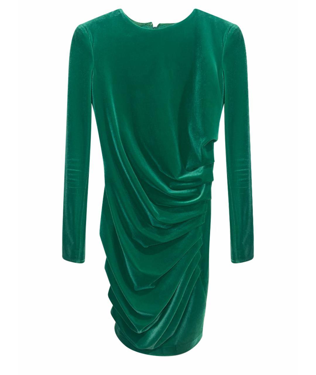 ELISABETTA FRANCHI Зеленые бархатное коктейльное платье, фото 1