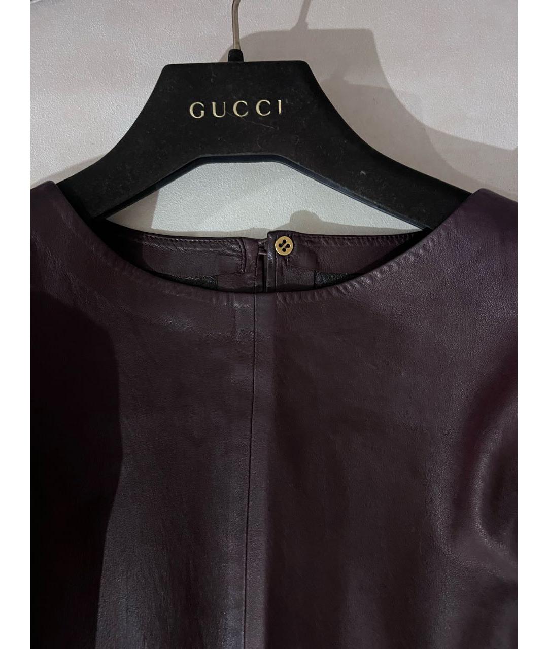 GUCCI Коричневое кожаное повседневное платье, фото 3