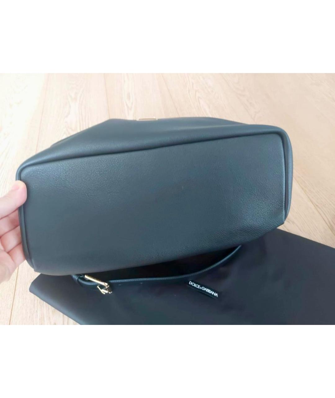 DOLCE&GABBANA Черная кожаная сумка с короткими ручками, фото 7