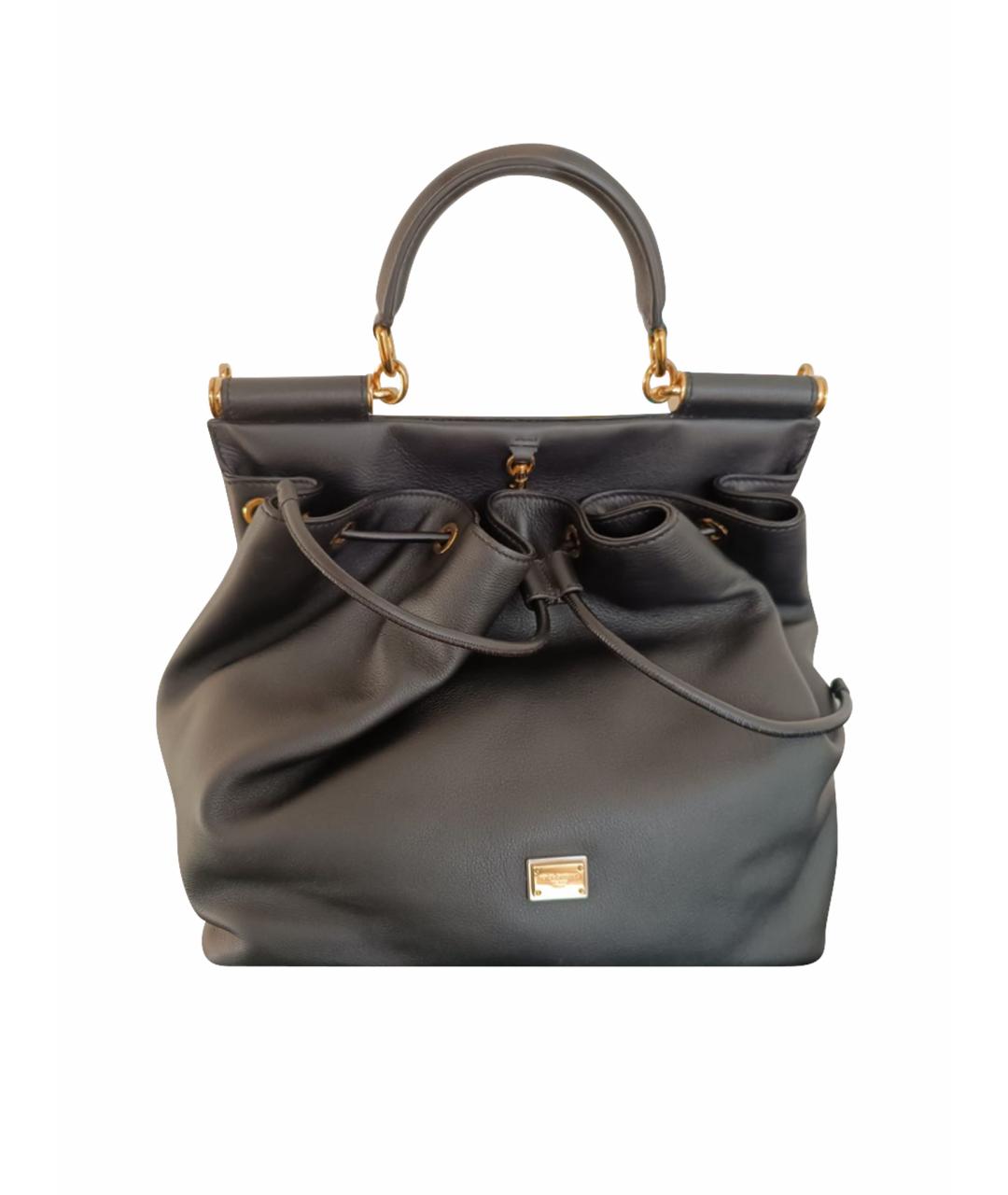 DOLCE&GABBANA Черная кожаная сумка с короткими ручками, фото 1