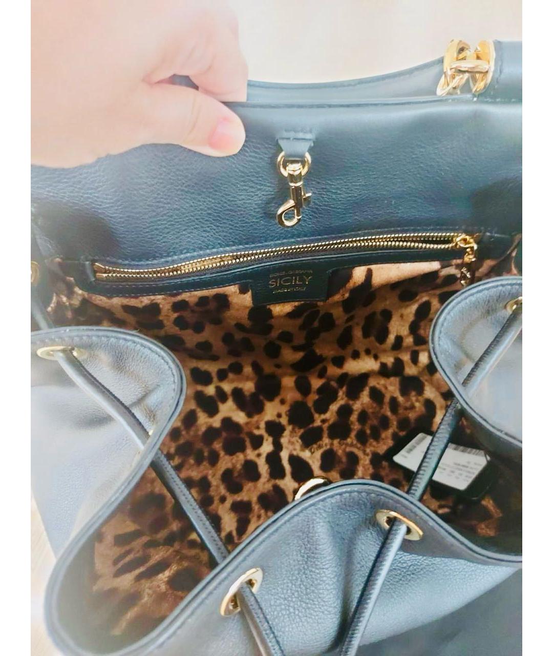 DOLCE&GABBANA Черная кожаная сумка с короткими ручками, фото 3