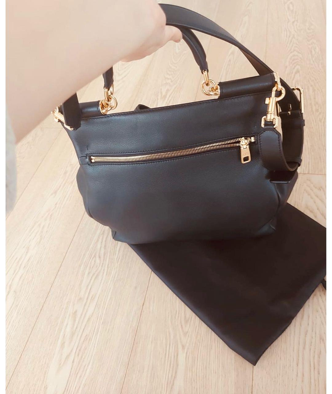 DOLCE&GABBANA Черная кожаная сумка с короткими ручками, фото 2