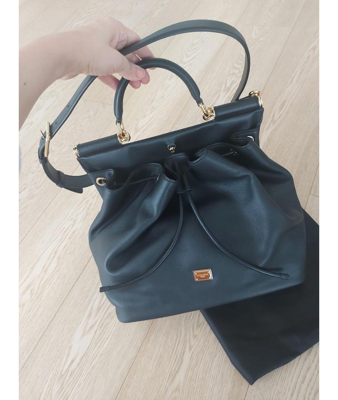 DOLCE&GABBANA Черная кожаная сумка с короткими ручками, фото 4