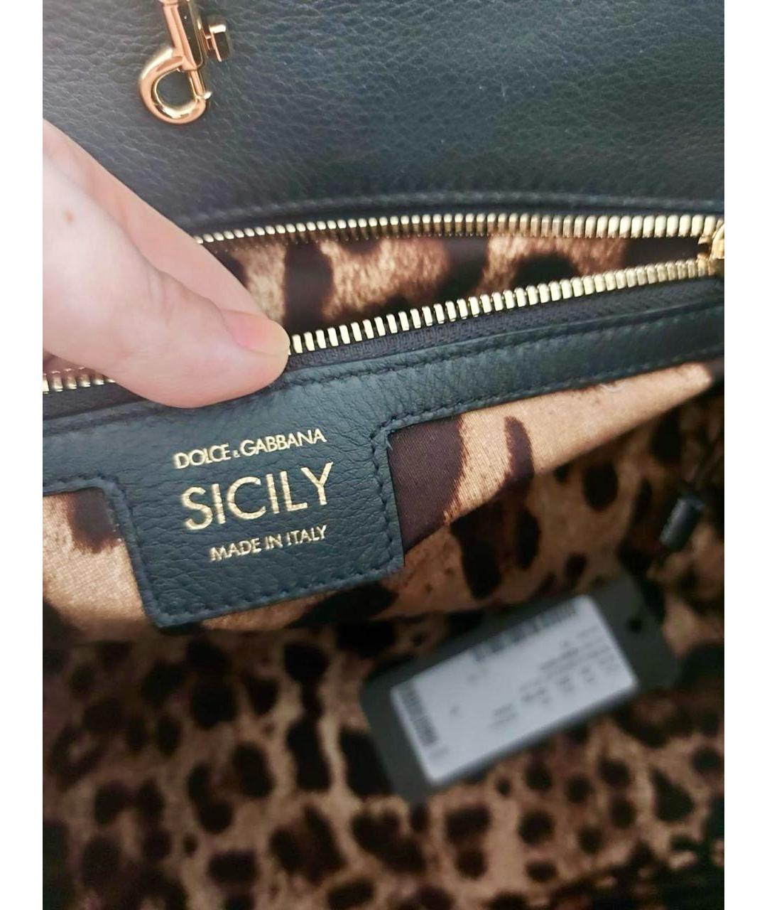 DOLCE&GABBANA Черная кожаная сумка с короткими ручками, фото 5