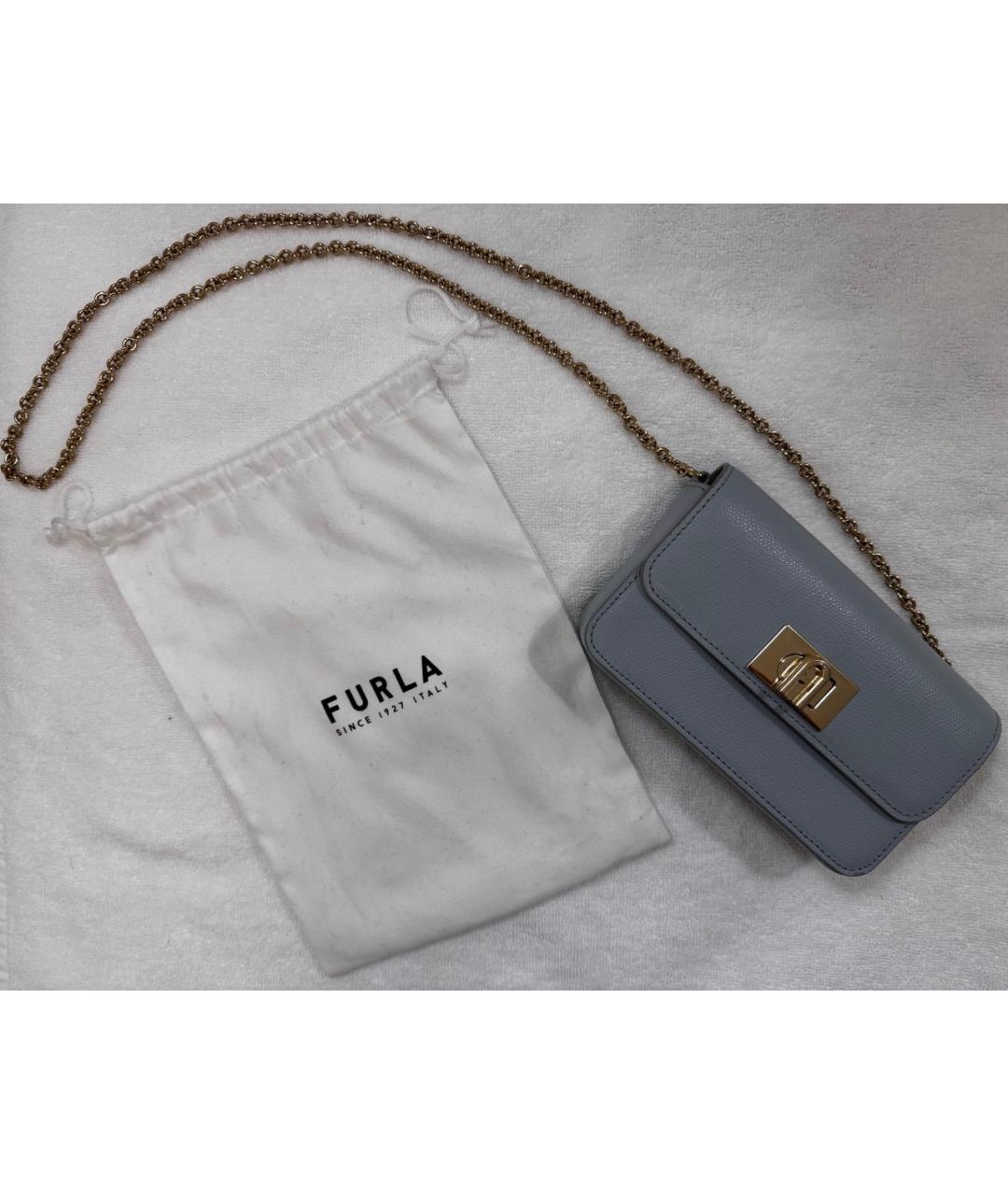 FURLA Голубая кожаная сумка через плечо, фото 8