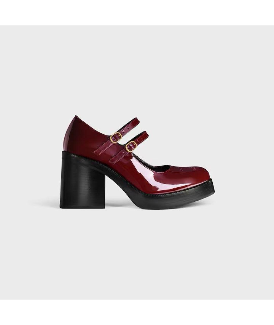 CELINE Бордовые туфли из лакированной кожи, фото 5