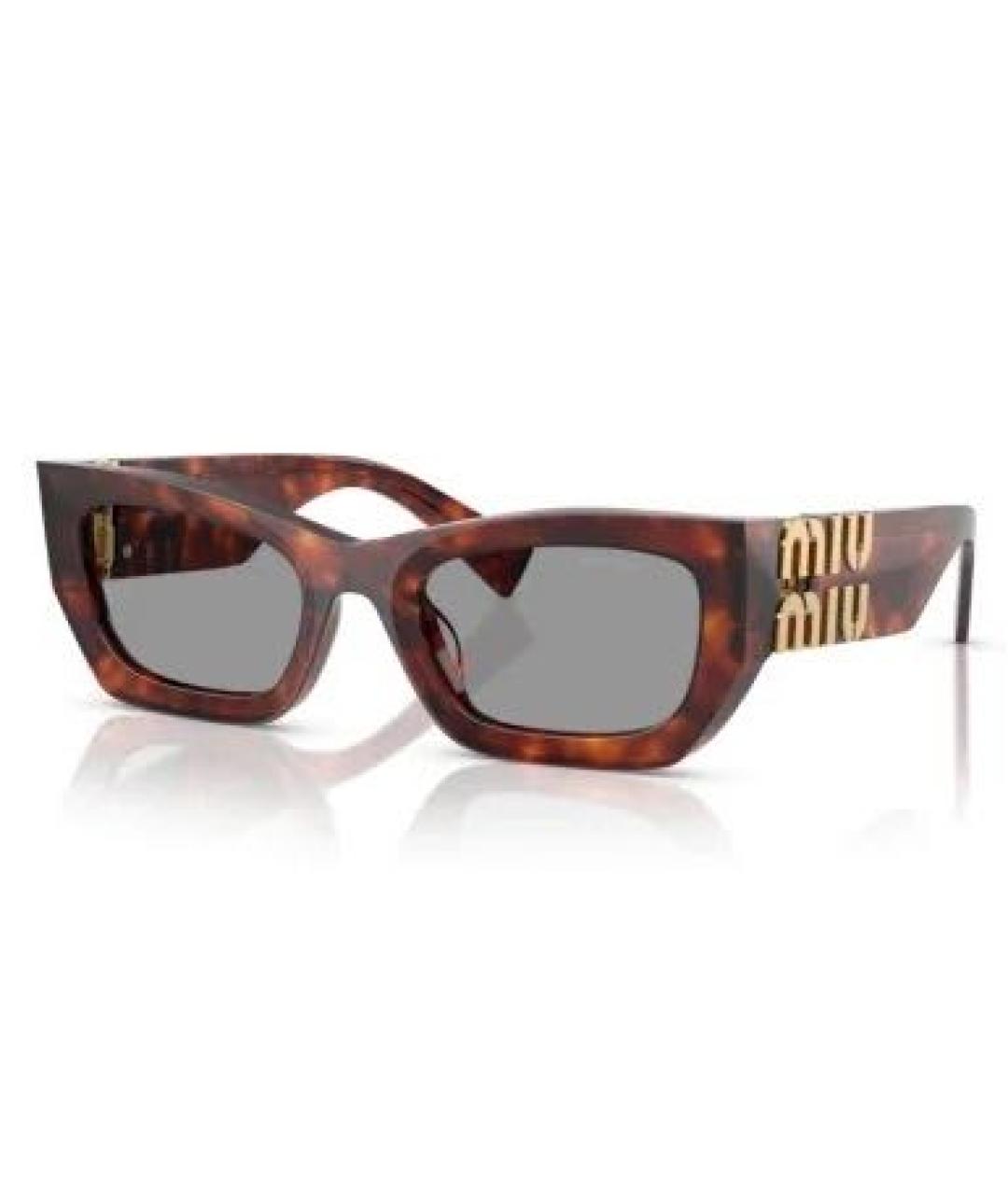 MIU MIU Коричневые пластиковые солнцезащитные очки, фото 2