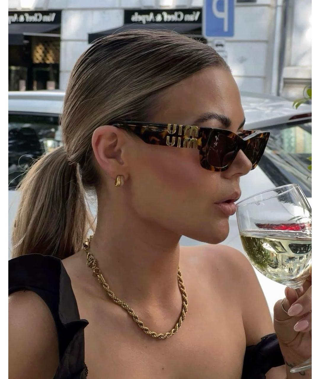 MIU MIU Коричневые пластиковые солнцезащитные очки, фото 4