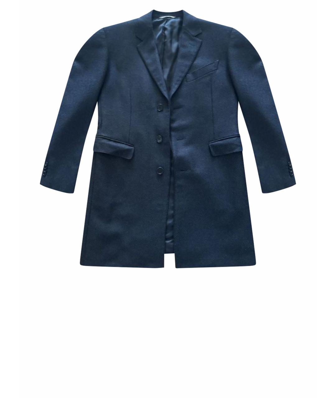 CANALI Темно-синее шерстяное пальто, фото 1