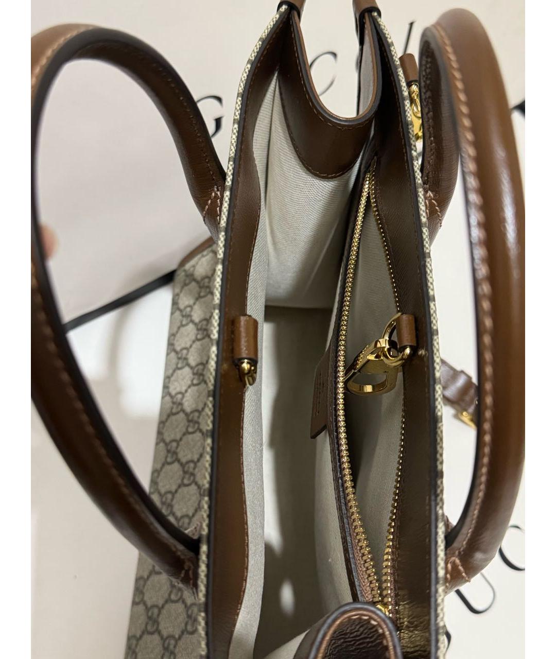 GUCCI Серая сумка с короткими ручками из искусственной кожи, фото 4