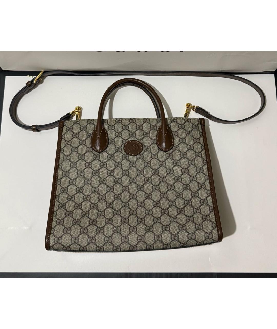 GUCCI Серая сумка с короткими ручками из искусственной кожи, фото 5