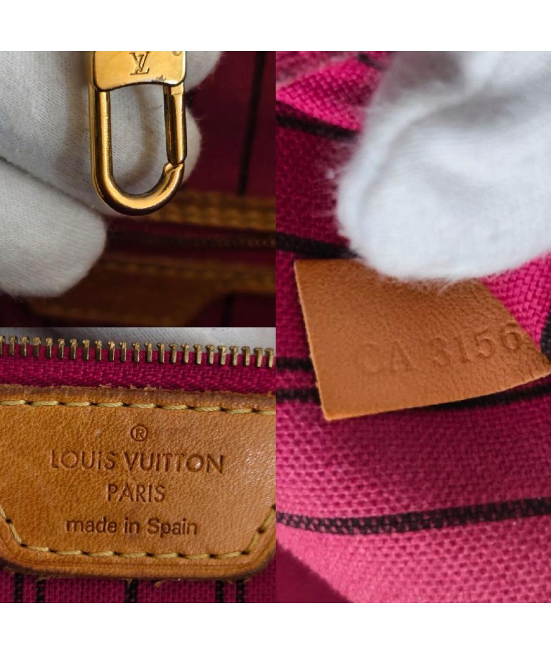 LOUIS VUITTON Коричневая кожаная сумка тоут, фото 6