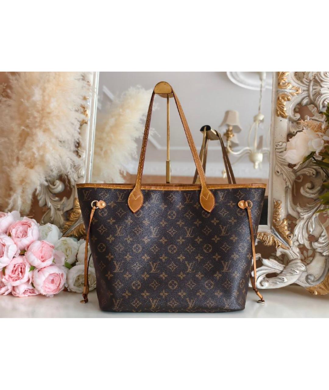 LOUIS VUITTON Коричневая кожаная сумка тоут, фото 10