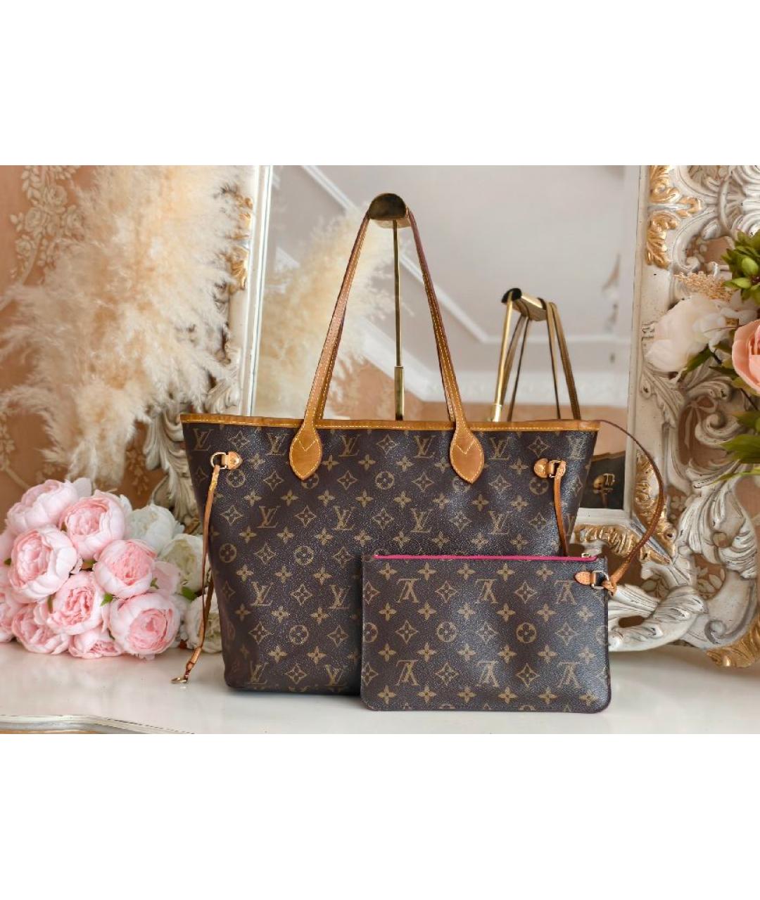 LOUIS VUITTON Коричневая кожаная сумка тоут, фото 2