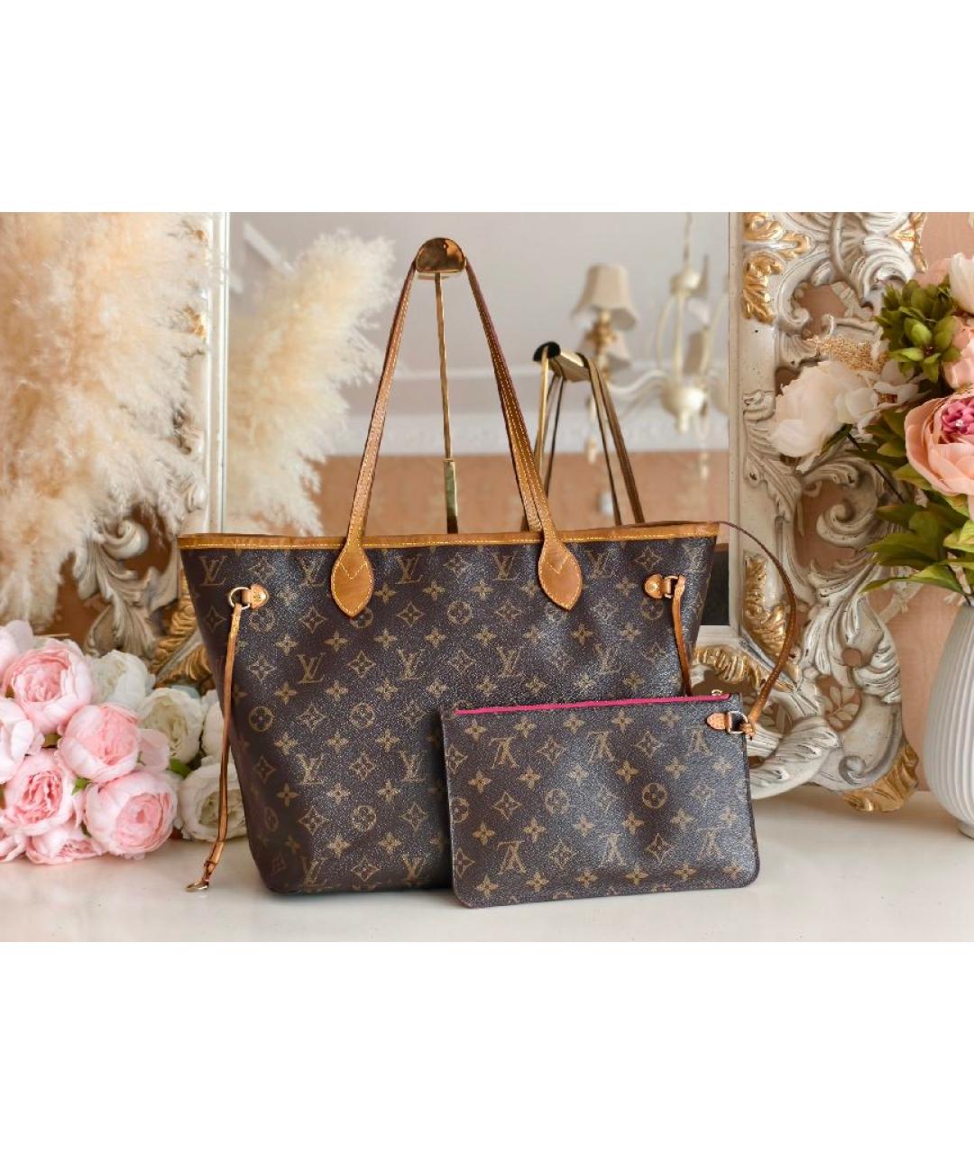 LOUIS VUITTON Коричневая кожаная сумка тоут, фото 3