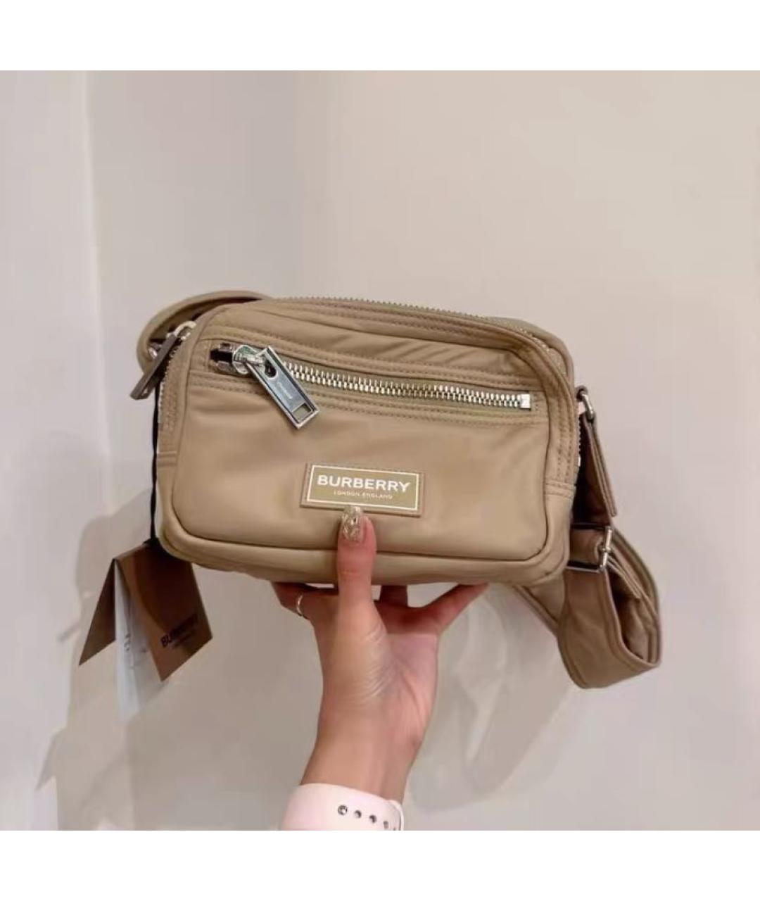 BURBERRY Бежевая синтетическая поясная сумка, фото 2