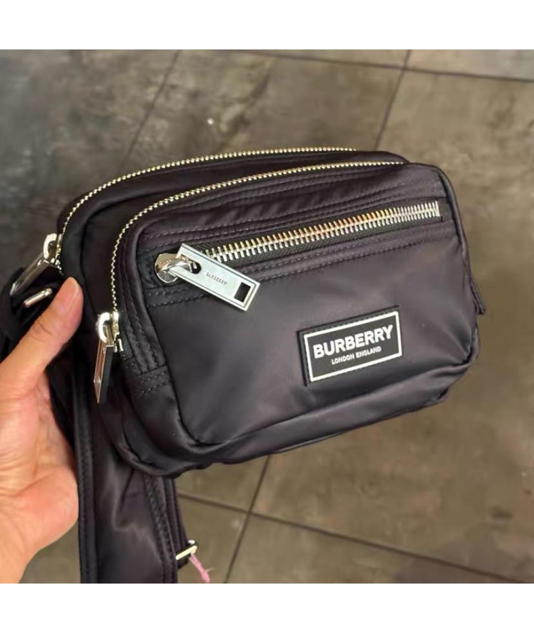 BURBERRY Черная синтетическая поясная сумка, фото 2