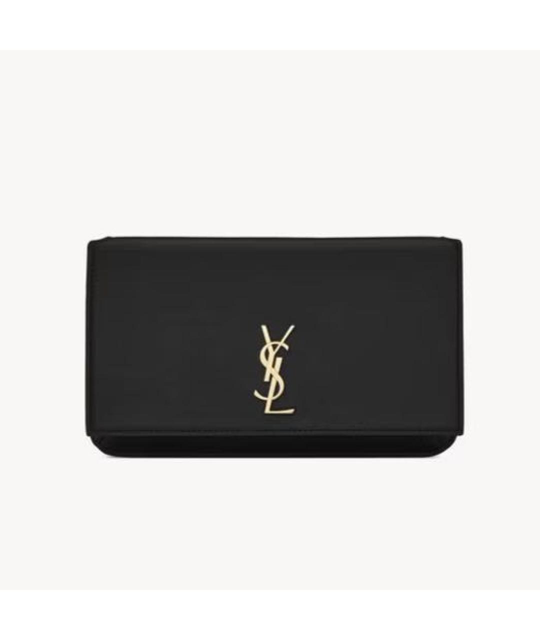 SAINT LAURENT Черная кожаная сумка через плечо, фото 2