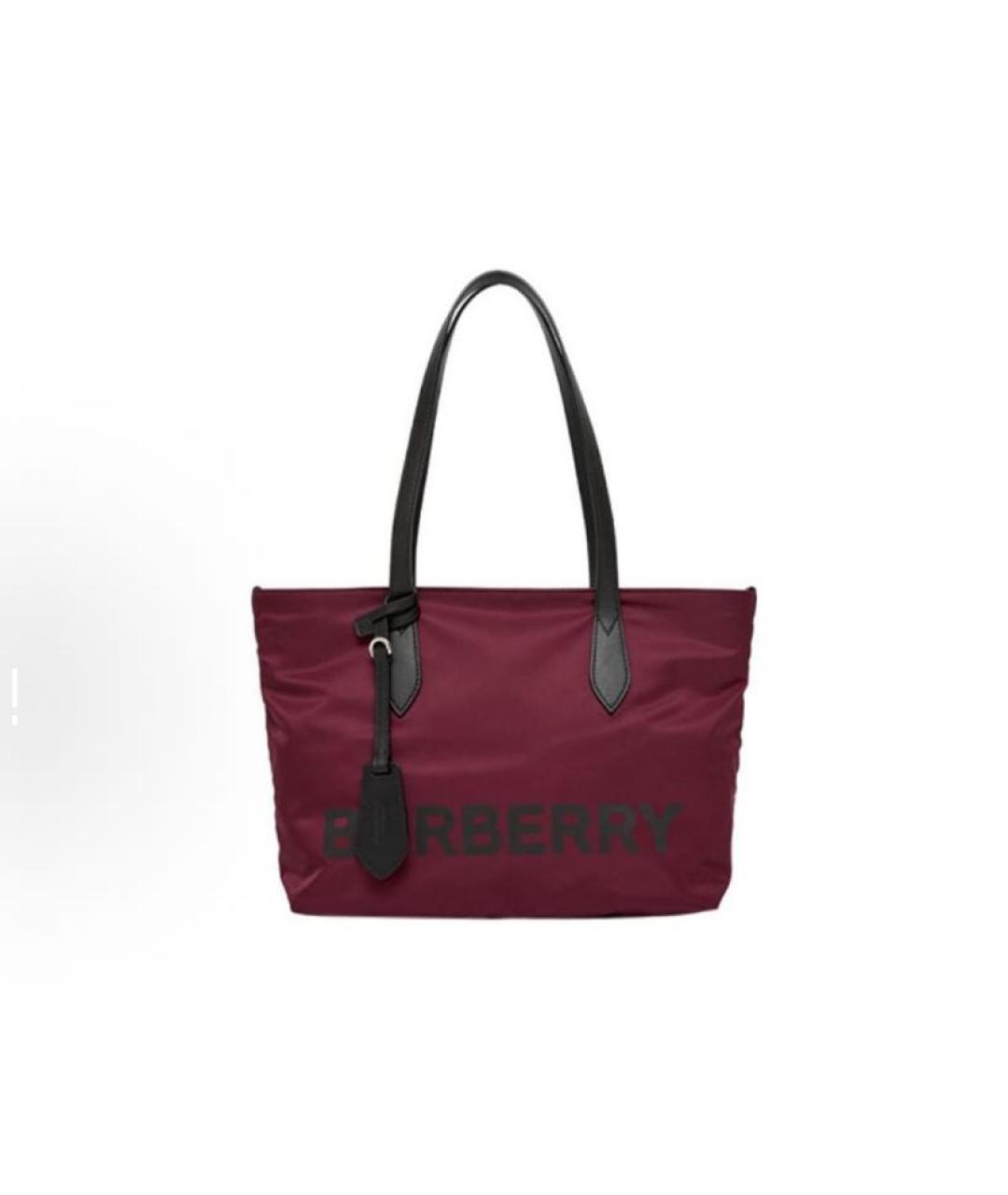 BURBERRY Бордовая синтетическая сумка тоут, фото 1