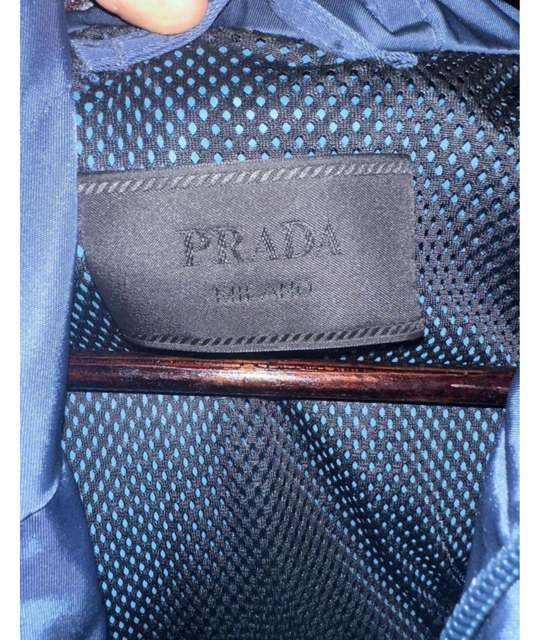 PRADA Темно-синяя полиамидовая куртка, фото 3