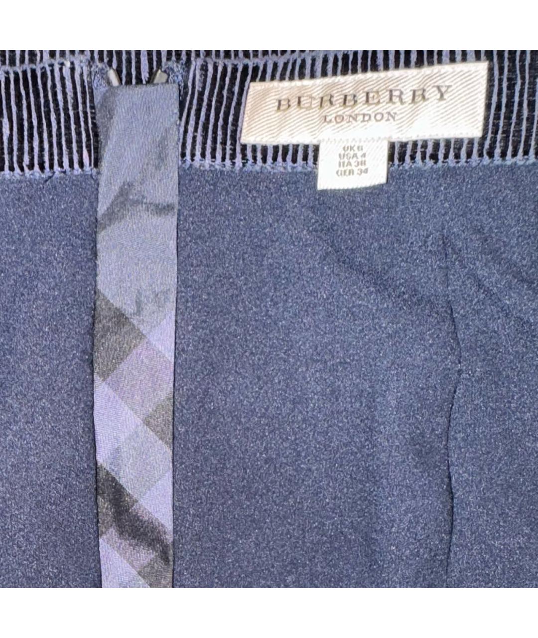 BURBERRY Темно-синяя полиэстеровая юбка миди, фото 3