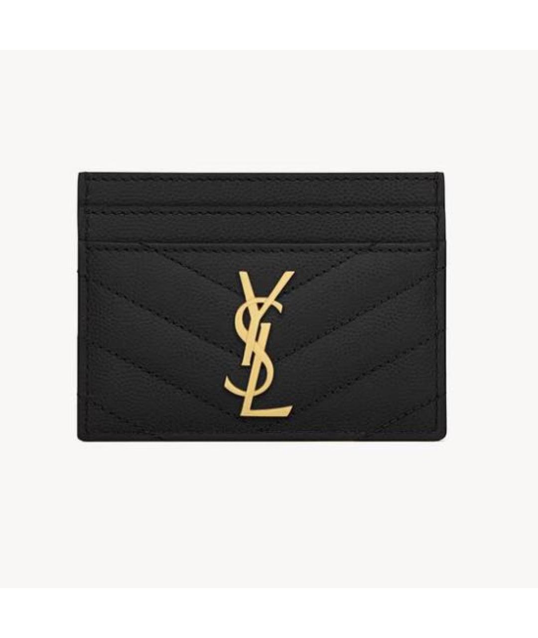 SAINT LAURENT Черный кожаный кардхолдер, фото 3