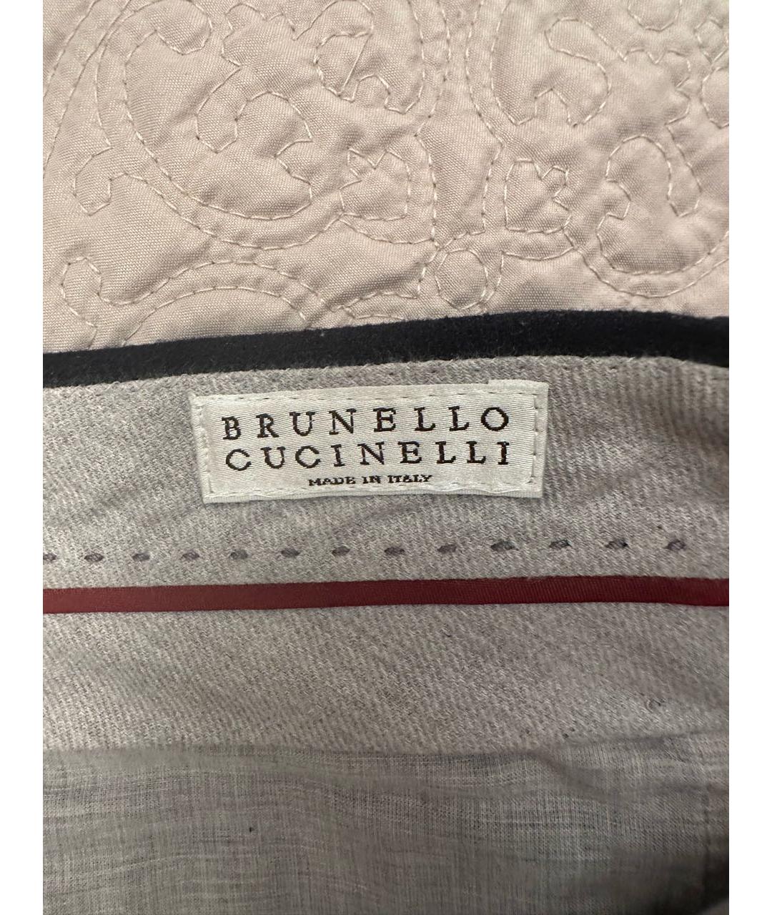BRUNELLO CUCINELLI Темно-синие шерстяные классические брюки, фото 3