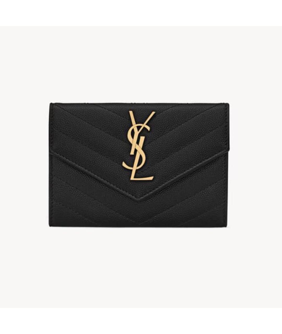 SAINT LAURENT Черный кожаный кошелек, фото 5