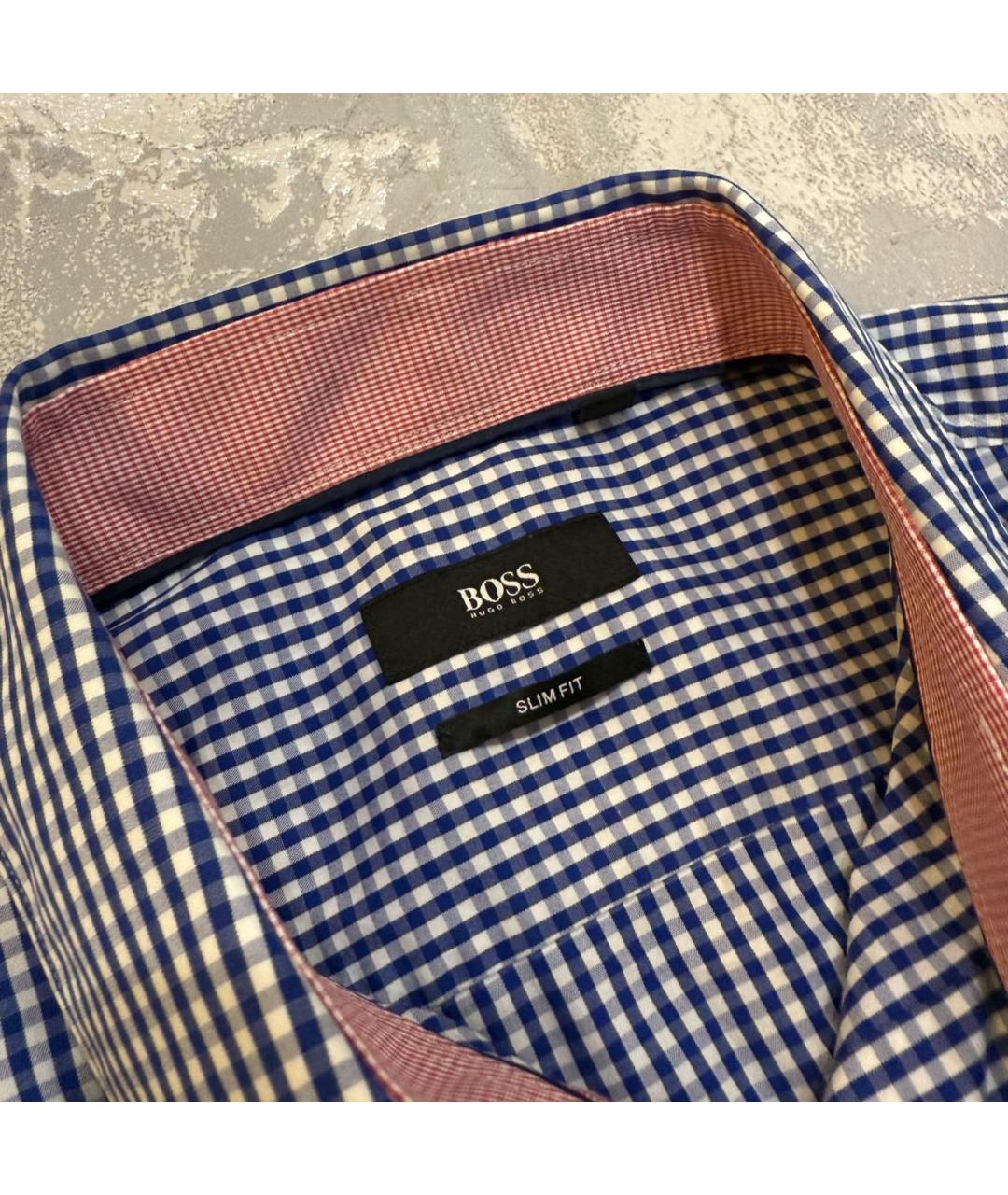 HUGO BOSS Синяя хлопковая кэжуал рубашка, фото 4