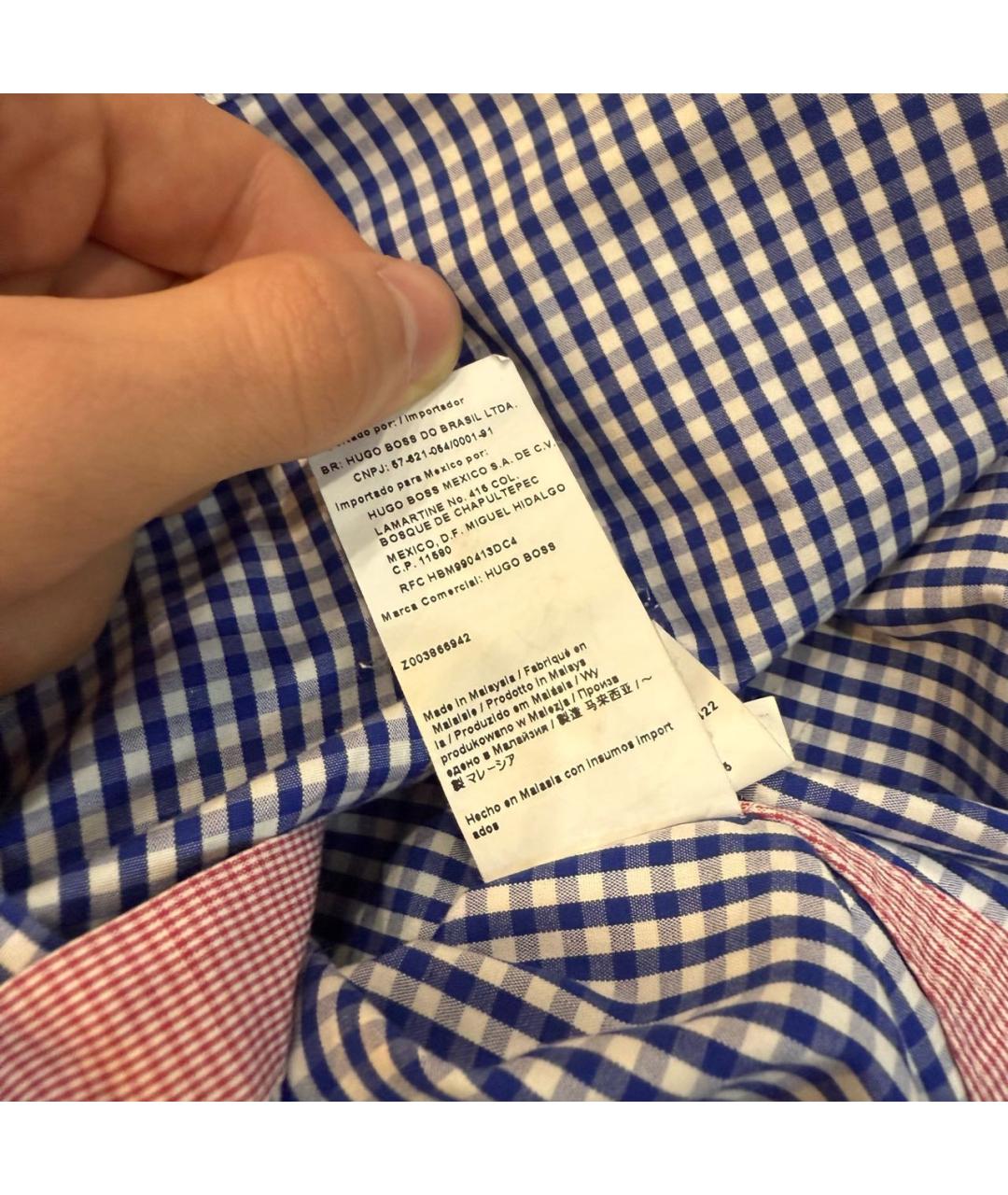 HUGO BOSS Синяя хлопковая кэжуал рубашка, фото 5