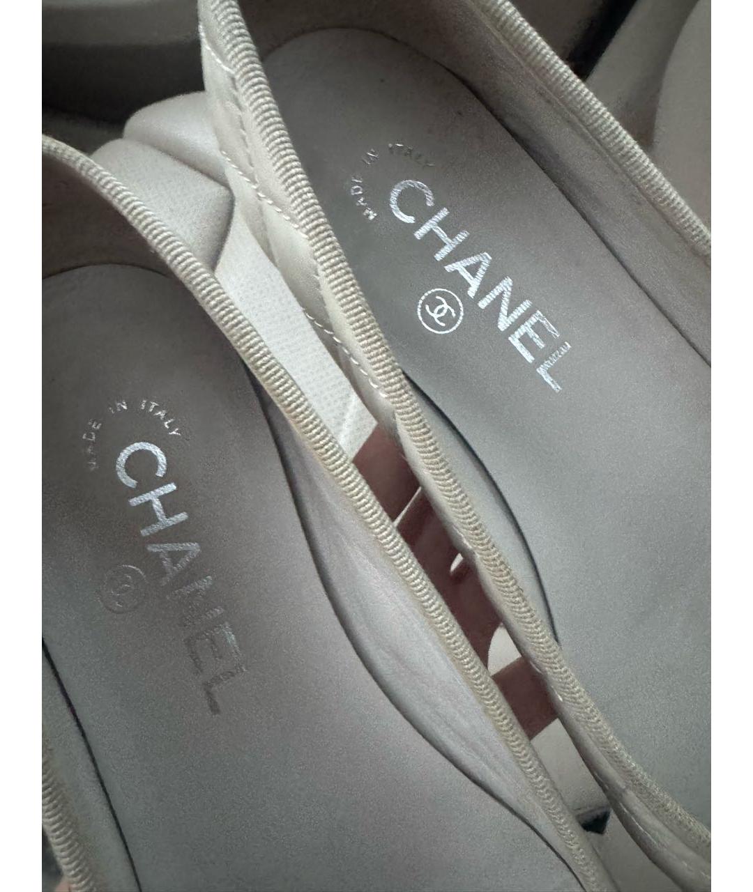 CHANEL Бежевые кожаные балетки, фото 4