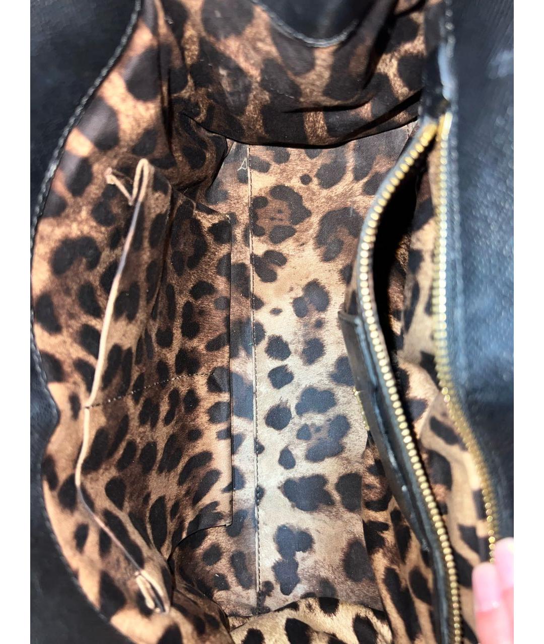 DOLCE&GABBANA Черная кожаная сумка с короткими ручками, фото 4