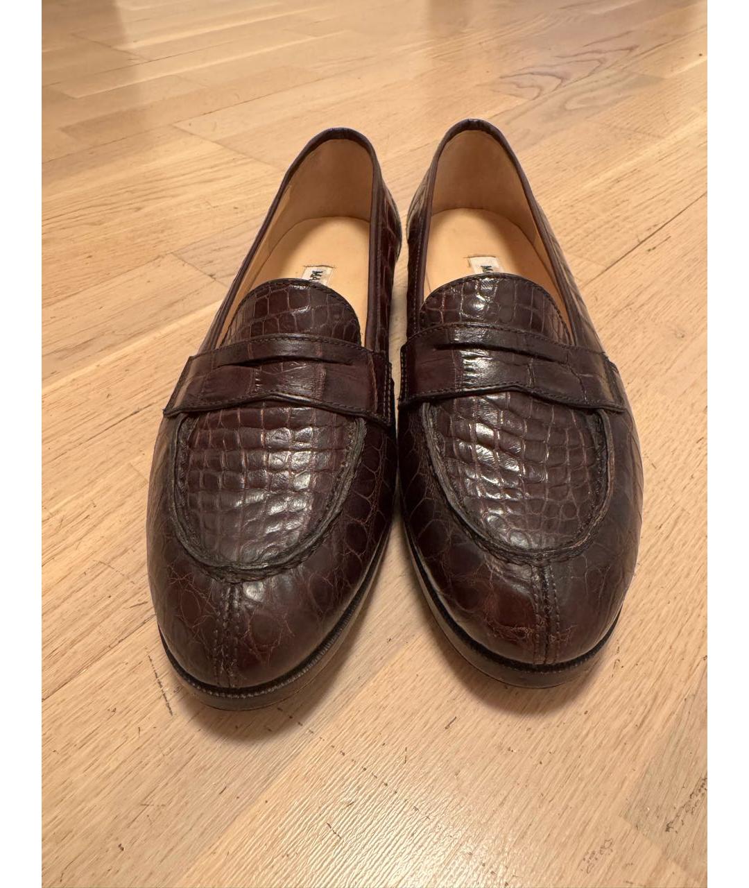 MANOLO BLAHNIK Коричневые лоферы из экзотической кожи, фото 2