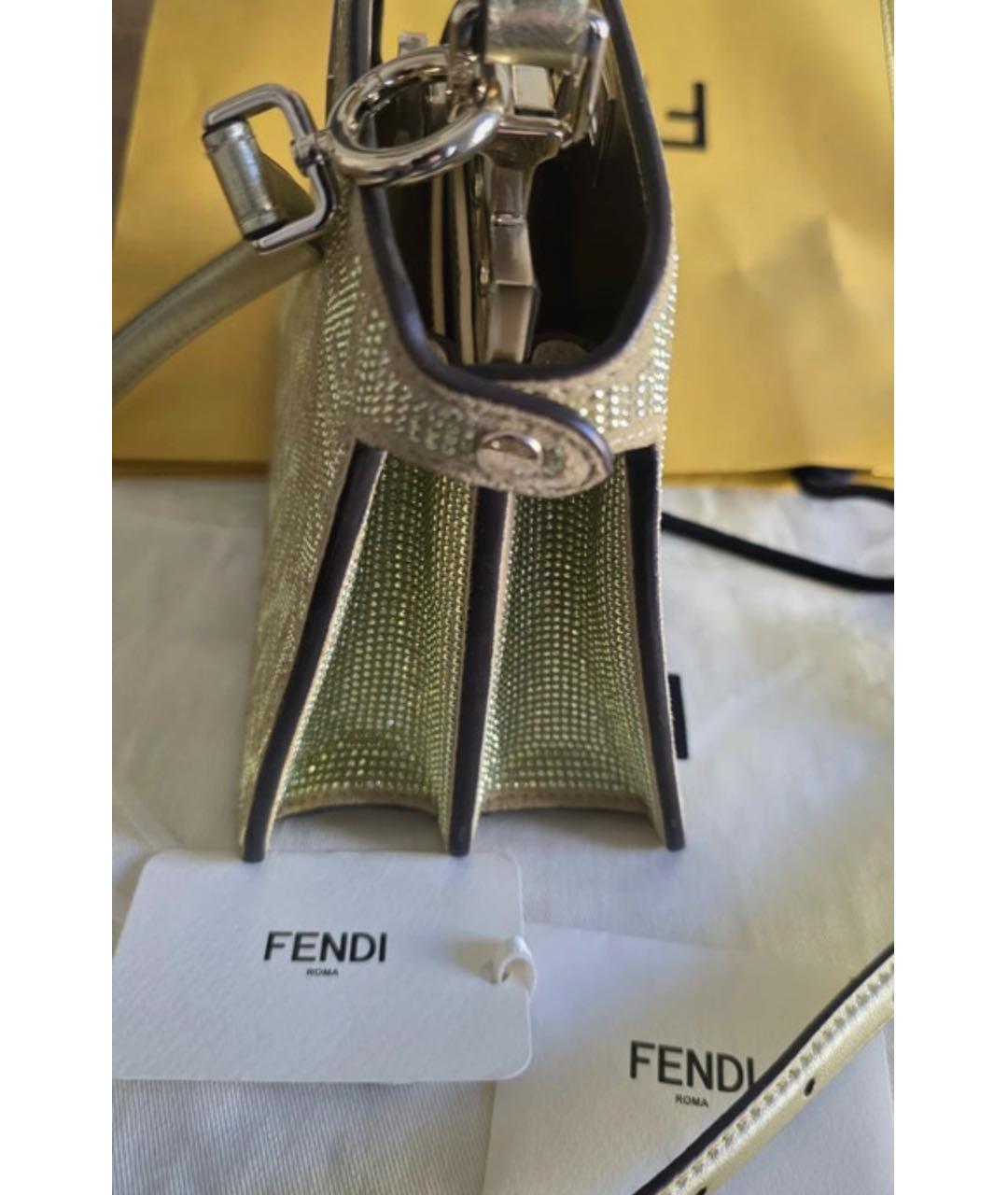FENDI Золотая сумка с короткими ручками, фото 4