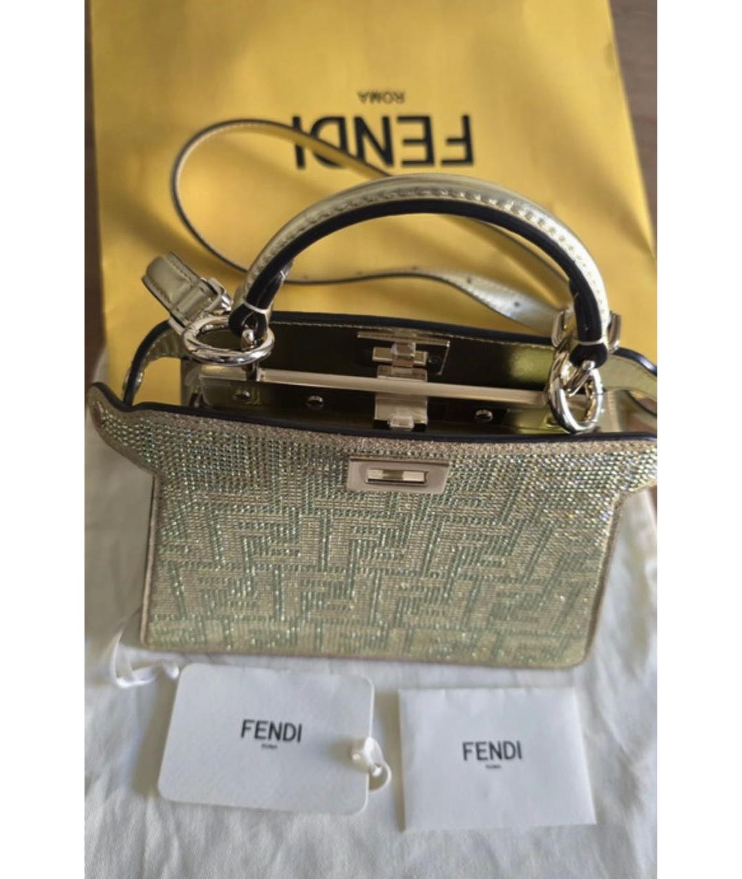 FENDI Золотая сумка с короткими ручками, фото 6