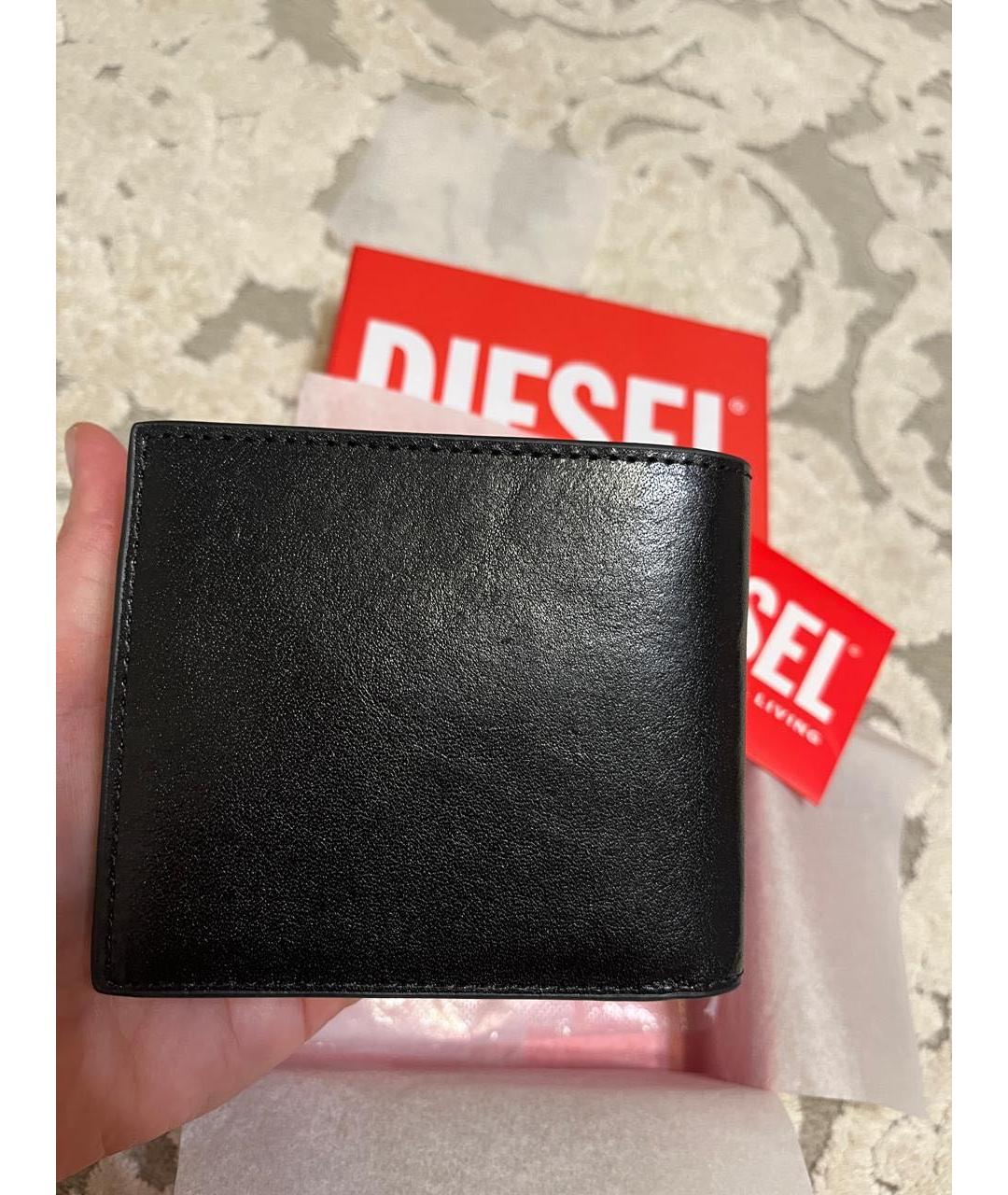 DIESEL Черный кожаный кошелек, фото 4
